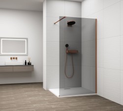 POLYSAN - ESCA COPPER MATT jednodílná sprchová zástěna k instalaci ke stěně, kouřové sklo, 700  (ES1270-09)
