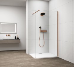 POLYSAN - ESCA COPPER MATT jednodílná sprchová zástěna k instalaci ke stěně, sklo čiré, 700  (ES1070-09)