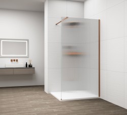 POLYSAN - ESCA COPPER MATT jednodílná sprchová zástěna k instalaci ke stěně, sklo Flute, 700  (ES1370-09)