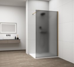 POLYSAN - ESCA GOLD MATT jednodílná sprchová zástěna k instalaci ke stěně, kouřové matné sklo, 1200  (ES1412-04)