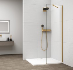 POLYSAN - ESCA GOLD MATT jednodílná sprchová zástěna k instalaci ke stěně, sklo čiré, 600  (ES1060-04)