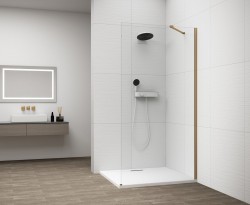 POLYSAN - ESCA GOLD MATT jednodílná sprchová zástěna k instalaci ke stěně, sklo čiré, 700  (ES1070-04)