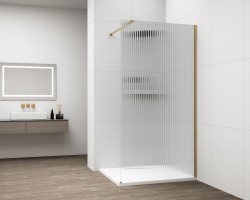 POLYSAN - ESCA GOLD MATT jednodílná sprchová zástěna k instalaci ke stěně, sklo Flute, 1300  (ES1313-04)
