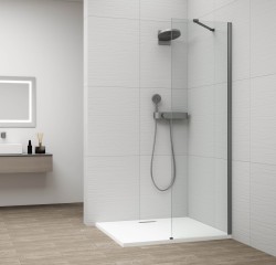 POLYSAN - ESCA GUN METAL jednodílná sprchová zástěna k instalaci ke stěně, sklo čiré, 300  (ES1030-11)