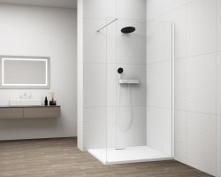 POLYSAN - ESCA WHITE MATT jednodílná sprchová zástěna k instalaci ke stěně, sklo čiré, 1200  (ES1012-03)