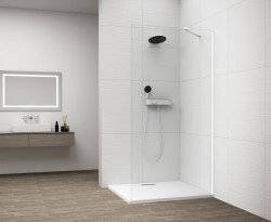 POLYSAN - ESCA WHITE MATT jednodílná sprchová zástěna k instalaci ke stěně, sklo čiré, 800  (ES1080-03)