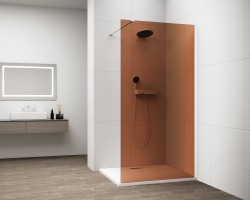POLYSAN - ESCA WHITE MATT jednodílná sprchová zástěna k instalaci ke stěně, sklo Marron, 1300  (ES1513-03)