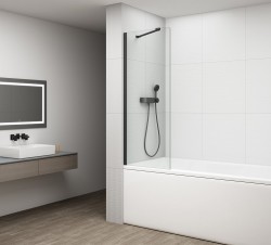 POLYSAN - FISA vanová zástěna 700x1500, černá mat, čiré sklo (FS1072-B)