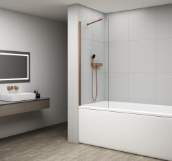 POLYSAN - FISA vanová zástěna 700x1500, měď mat, čiré sklo (FS1072-PG)