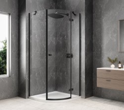 POLYSAN - GLOBE BLACK čtvrtkruhový sprchový kout 1000x1000, čiré sklo, pravé (GB2610RB)
