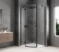 POLYSAN - GLOBE BLACK čtvrtkruhový sprchový kout 800x800, čiré sklo, levé (GB2680LB)