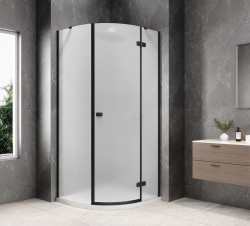 POLYSAN - GLOBE BLACK čtvrtkruhový sprchový kout 800x800, matné sklo, pravé (GB2680MRB)