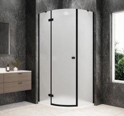 POLYSAN - GLOBE BLACK čtvrtkruhový sprchový kout 900x800, matné sklo, levé (GB2980MLB)