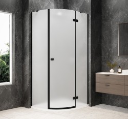 POLYSAN - GLOBE BLACK čtvrtkruhový sprchový kout 900x800, matné sklo, pravé (GB2980MRB)