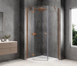 POLYSAN - GLOBE COPPER MATT čtvrtkruhový sprchový kout 1000x1000, čiré sklo, levé (GB2610LPG)