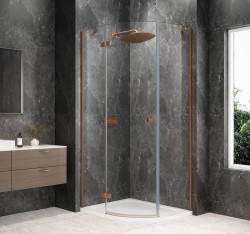 POLYSAN - GLOBE COPPER MATT čtvrtkruhový sprchový kout 1000x800, čiré sklo, levé (GB2180LPG)