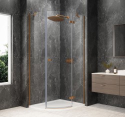 POLYSAN - GLOBE COPPER MATT čtvrtkruhový sprchový kout 900x800, čiré sklo, pravé (GB2980RPG)