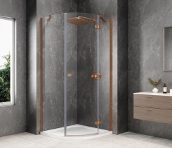 POLYSAN - GLOBE COPPER MATT čtvrtkruhový sprchový kout 900x900, čiré sklo, pravé (GB2690RPG)