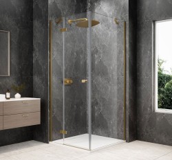 POLYSAN - GLOBE GOLD MATT čtvercový sprchový kout 800x800, čiré sklo, levé (GB1080-3215LG)