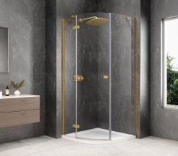 POLYSAN - GLOBE GOLD MATT čtvrtkruhový sprchový kout 800x800, čiré sklo, levé (GB2680LG)