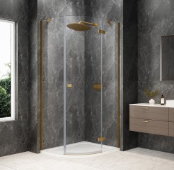 POLYSAN - GLOBE GOLD MATT čtvrtkruhový sprchový kout 900x800, čiré sklo, pravé (GB2980RG)