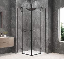 POLYSAN - GLOBE GUN METAL čtvercový sprchový kout 900x900, rohový vstup, čiré sklo (GB5990GM)