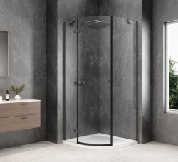 POLYSAN - GLOBE GUN METAL čtvrtkruhový sprchový kout 800x800, čiré sklo, levé (GB2680LGM)