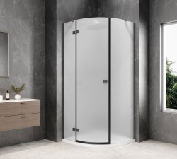 POLYSAN - GLOBE GUN METAL čtvrtkruhový sprchový kout 800x800, matné sklo, levé (GB2680MLGM)