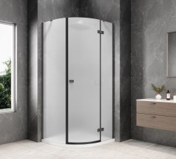 POLYSAN - GLOBE GUN METAL čtvrtkruhový sprchový kout 800x800, matné sklo, pravé (GB2680MRGM)