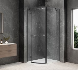 POLYSAN - GLOBE GUN METAL čtvrtkruhový sprchový kout 800x900, čiré sklo, levé (GB2890LGM)