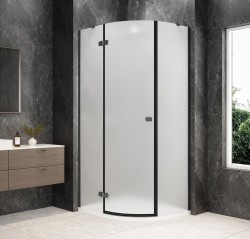 POLYSAN - GLOBE GUN METAL čtvrtkruhový sprchový kout 900x800, matné sklo, levé (GB2980MLGM)