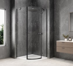 POLYSAN - GLOBE GUN METAL čtvrtkruhový sprchový kout 900x900, čiré sklo, pravé (GB2690RGM)