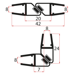 POLYSAN - Magnetické těsnění 45° 8/8 skla, černá (MAG01B-8)