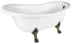 POLYSAN - RETRO volně stojící vana 157x76,5x73cm, bílá, nohy bronz (43228)