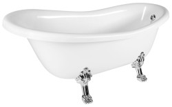 POLYSAN - RETRO volně stojící vana 157x76,5x73cm, bílá, nohy chrom (43238)