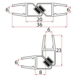 POLYSAN - Set magnetických těsnění 45°pro sklo 6/6, 1900 (2ks) (NDAE10)
