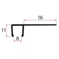POLYSAN - Set svislých těsnění pro sklo 8/8, 2000, černá (NDALB02)