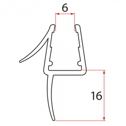 POLYSAN - Spodní těsnění na 2x dveře čtvrtkruh, 6, 394+387 (NDGL07)