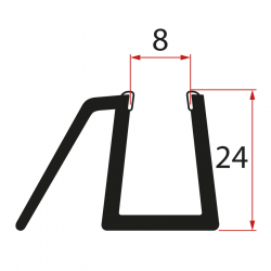POLYSAN - Spodní těsnění na dveře, sklo 8, 1000, černá (NDALB04)