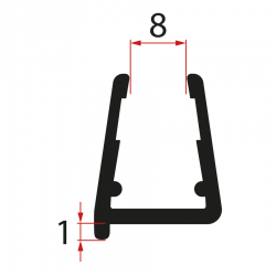 POLYSAN - Spodní těsnění na pevné sklo  8, 1000, černá (NDRL03B)