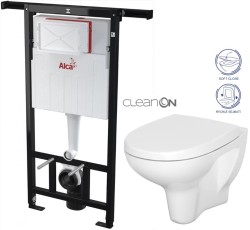 Předstěnový instalační systém bez tlačítka + WC CERSANIT ARTECO CLEANON + SEDÁTKO (AM102/1120 X AT1)