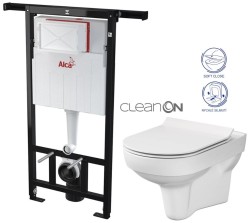 Předstěnový instalační systém bez tlačítka + WC CERSANIT CITY NEW CLEANON + WC SEDÁTKO SLIM (AM102/1120 X CI2)