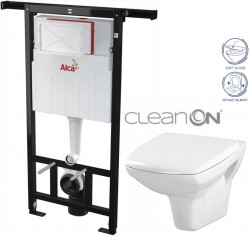 Předstěnový instalační systém bez tlačítka + WC CERSANIT CLEANON CARINA + SEDÁTKO (AM102/1120 X CA2)