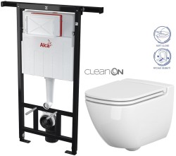Předstěnový instalační systém bez tlačítka + WC CERSANIT CLEANON CASPIA + SEDÁTKO (AM102/1120 X CP1)