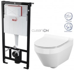 Předstěnový instalační systém bez tlačítka + WC CERSANIT CLEANON CREA OVÁL + SEDÁTKO (AM101/1120 X CR1)