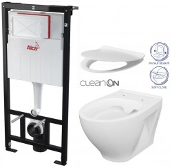 Předstěnový instalační systém bez tlačítka + WC CERSANIT CLEANON MODUO + SEDÁTKO (AM101/1120 X MO1)