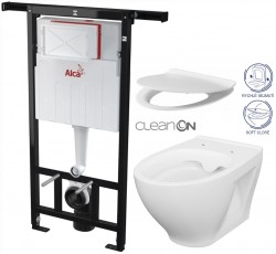 Předstěnový instalační systém bez tlačítka + WC CERSANIT CLEANON MODUO + SEDÁTKO (AM102/1120 X MO1)