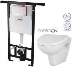 Předstěnový instalační systém bez tlačítka + WC CERSANIT CLEANON PARVA + SEDÁTKO (AM102/1120 X PA1)