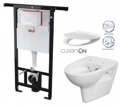 Předstěnový instalační systém bez tlačítka + WC CERSANIT CLEANON PARVA + SEDÁTKO (AM102/1120 X PA2)