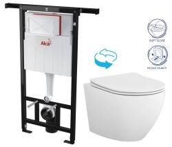 Předstěnový instalační systém bez tlačítka + WC CERSANIT DESSE VORTEX /VÍROVÉ SPLACH/  + SEDÁTKO (AM102/1120 X ES1)